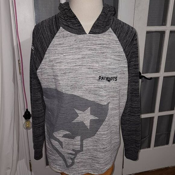 NFL Team Apparel Mens Black Gray New England Patriots Hoodie Large - Picture 1 of 4